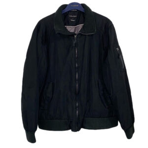 Men's Calvin Klein Black Bomber Jacket with warm collar Great Condition Size L